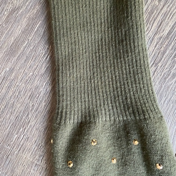 Army Green sweater with gold detailing on sleeves - Picture 3 of 4
